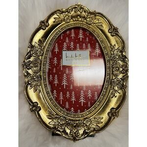 Nicole Miller Vintage Baroque Style Ornate Gold Oval 4x6 Picture Photo Frame